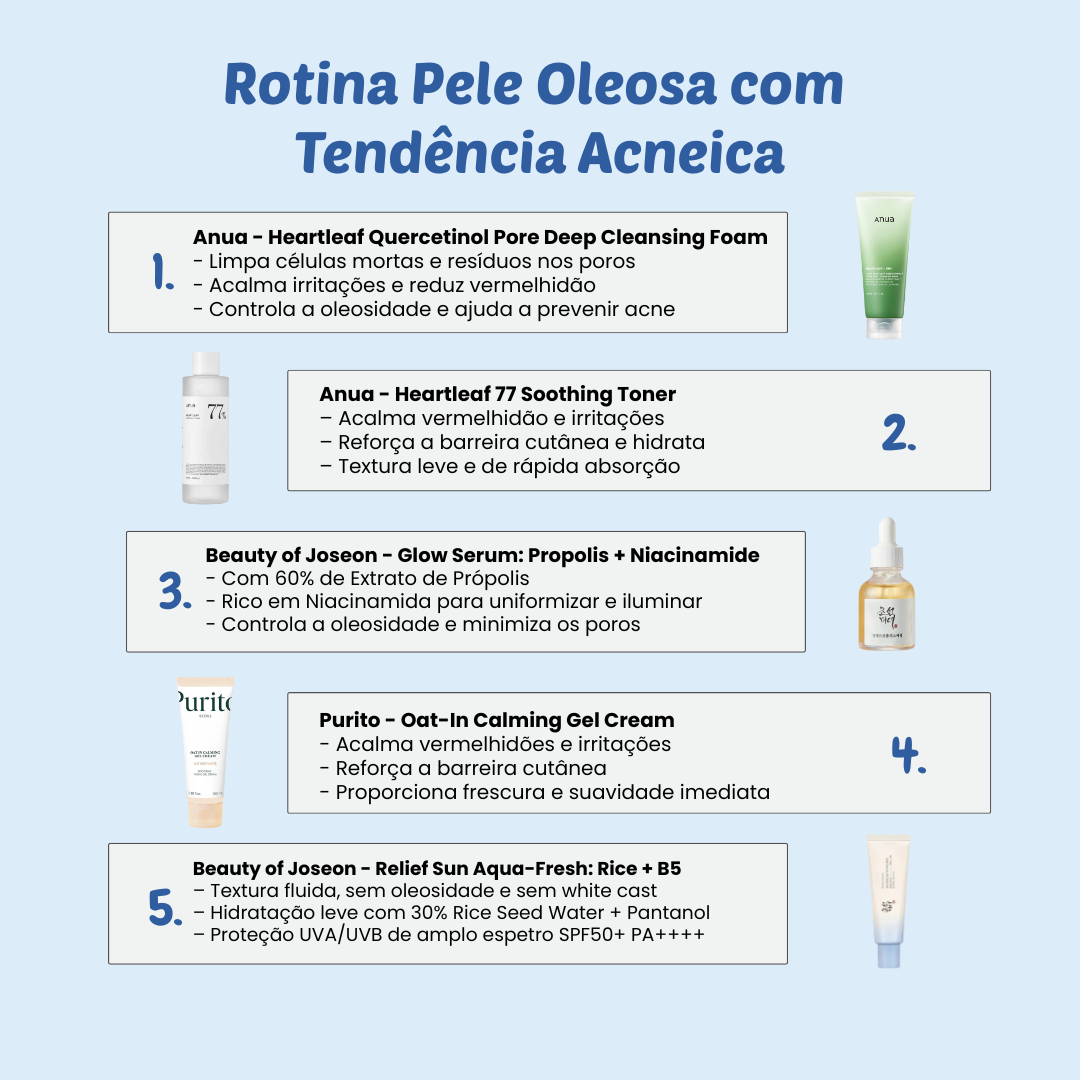 Rotina Pele Oleosa com Tendência Acneica